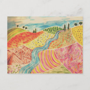 Patchwork Landscape Postcard