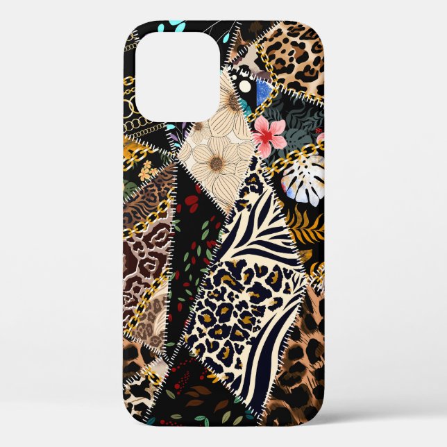Patchwork Leopard: Ethnic Lining Design. Case-Mate iPhone Case (Back)