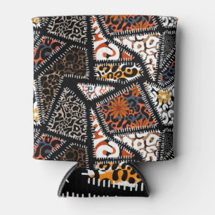 Patchwork Leopard Zebra Design Pattern Can Cooler
