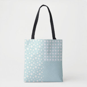Patchwork Light Turquoise Spring Pattern Tote Bag