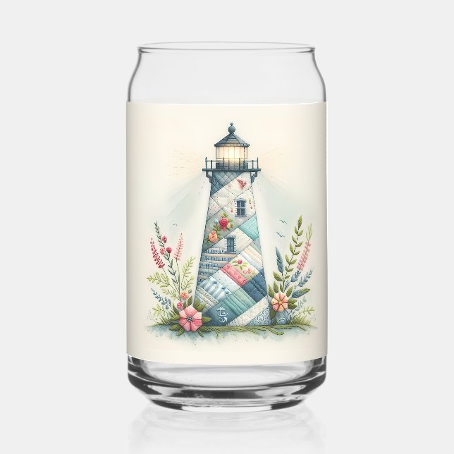 Patchwork Lighthouse Coastal Floral Scene (Verso)