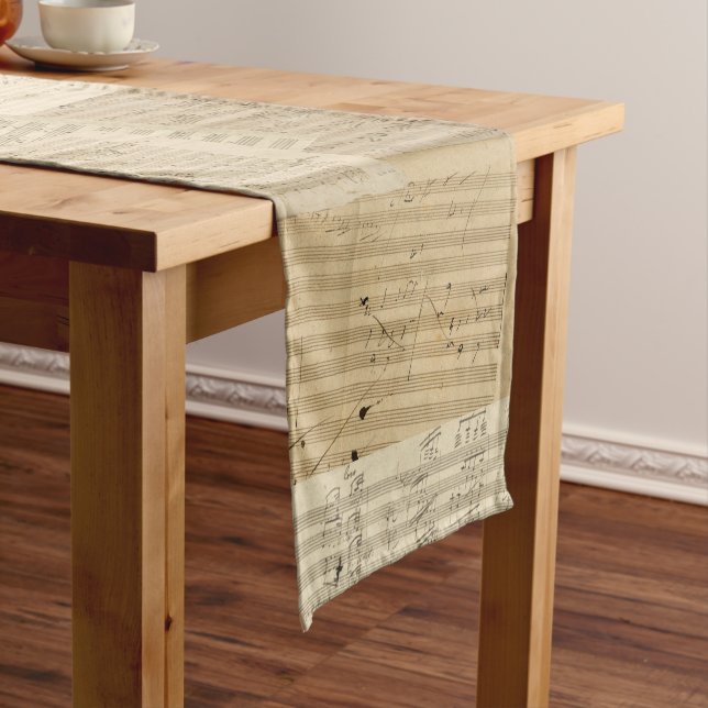 Patchwork Look Beethoven Musical Manuscripts Long Table Runner (In Situ)