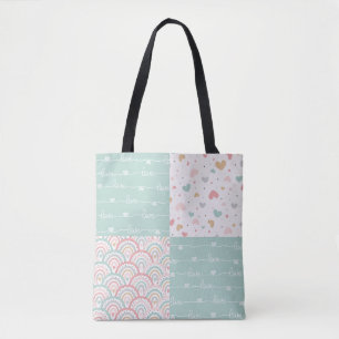 Patchwork Love Rainbow Pastel Hearts Sac fourre-to