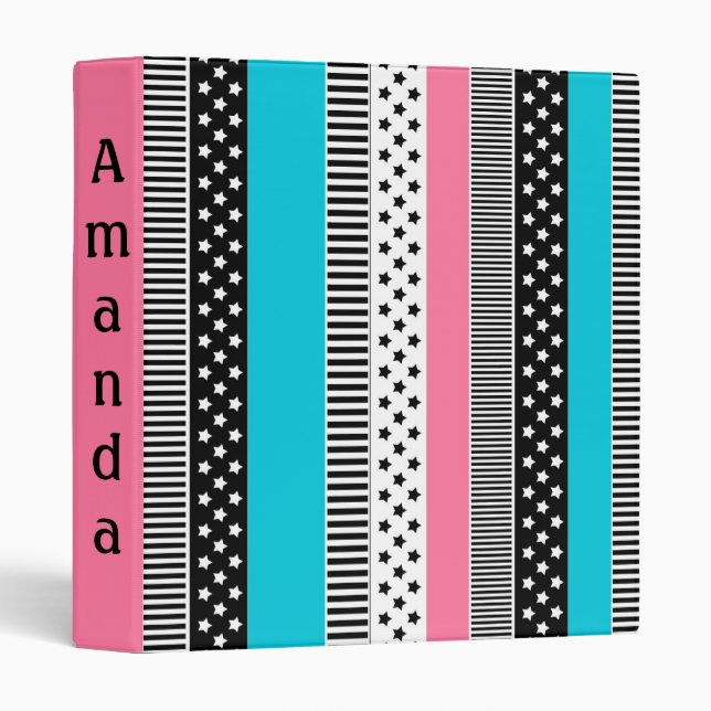 Patchwork made of multi-coloured strips of fabric  binder (Front/Spine)