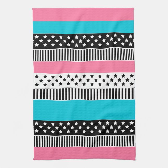 Patchwork made of multi-coloured strips of fabric  kitchen towel (Vertical)