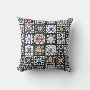 Patchwork Maori: Ethnic Carpet Design. Throw Pillow