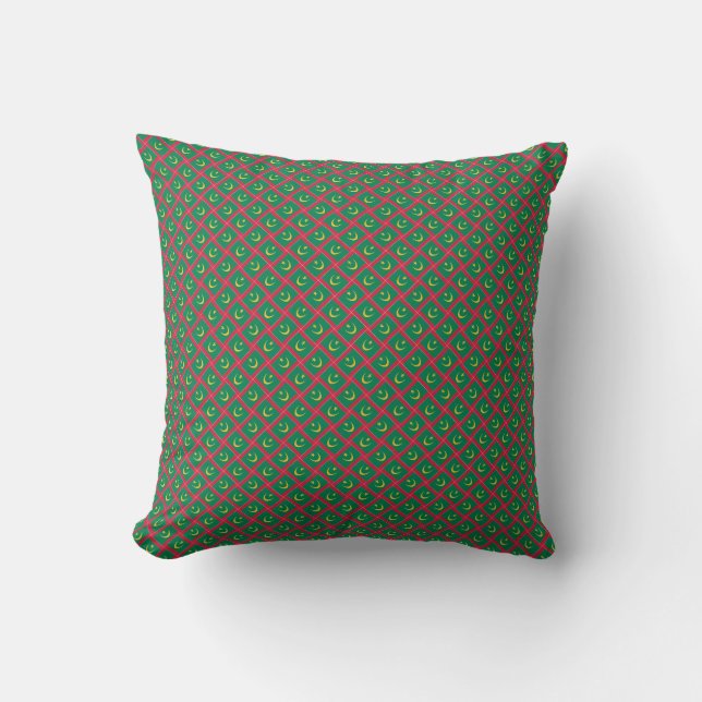 Patchwork Mauritania Flag Pattern  Throw Pillow (Front)