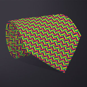 Patchwork Mauritius Flag Pattern Tie