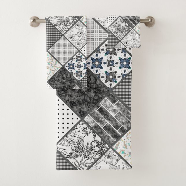 Patchwork monochrom noir gris blanc patchwork qui (En situation)