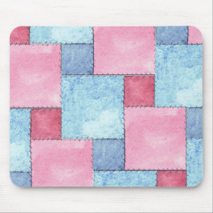 Patchwork Mousepad, Pinks, Blues Mouse Pad