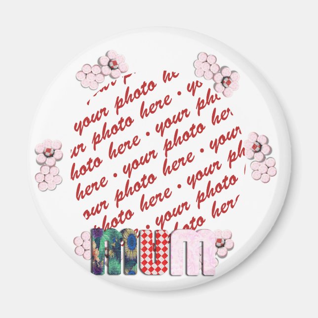 Patchwork 'MUM'  Photo Frame Magnet (Front)