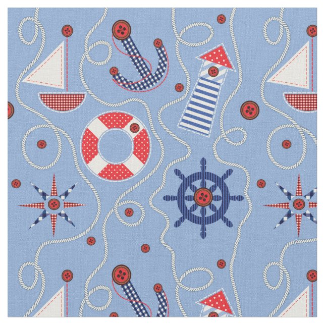 Patchwork Nautical Design Fabric (Close Up)