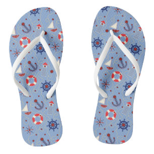 Patchwork Nautical Design Flip Flops