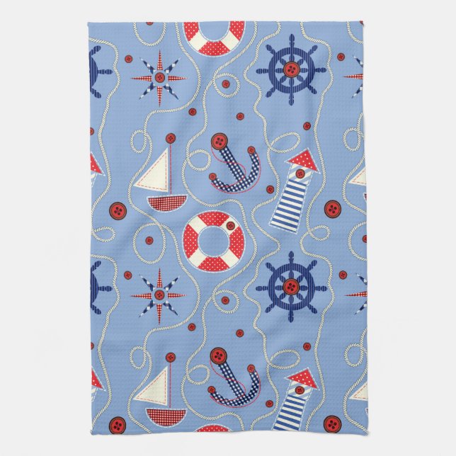 Patchwork Nautical Design Kitchen Towel (Vertical)