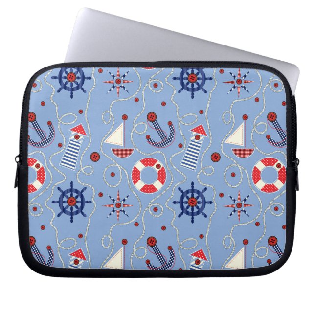 Patchwork Nautical Design Laptop Sleeve (Front)