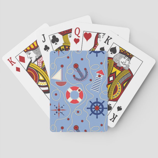 Patchwork Nautical Design Playing Cards (Back)