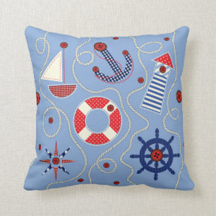 Patchwork Nautical Design Throw Pillow