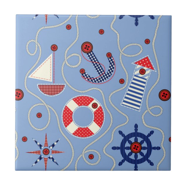 Patchwork Nautical Design Tile (Front)