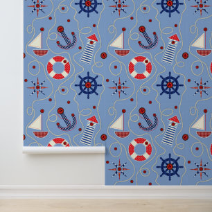 Patchwork Nautical Design Wallpaper