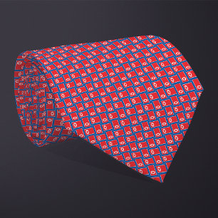 Patchwork North Korea Flag Pattern Tie