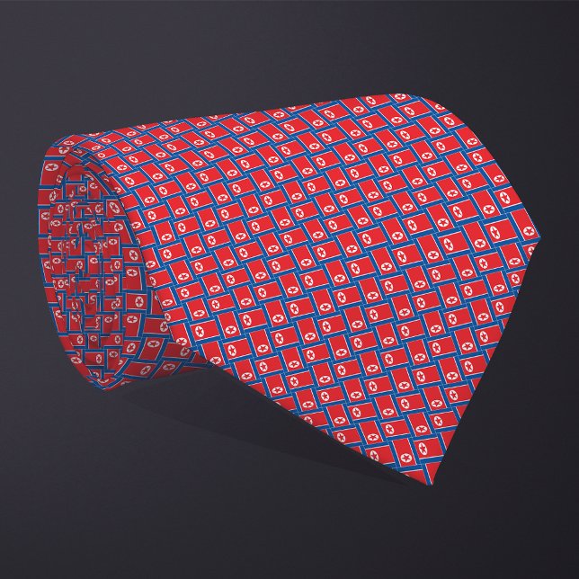 Patchwork North Korea Flag Pattern  Tie (Creator Uploaded)