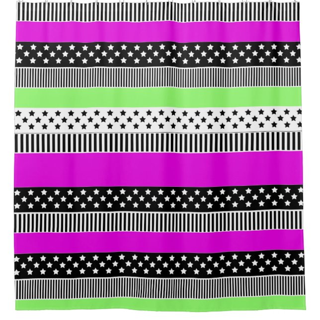 Patchwork of black and white and neon stripes  (Front)