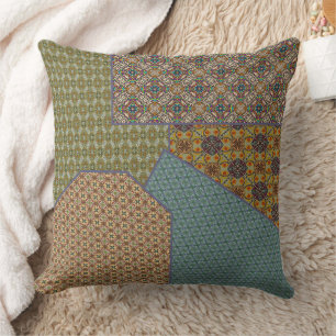 Patchwork of Patterns Throw Pillow