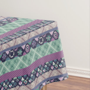 Patchwork ornamental lines peaces textile boho vin tablecloth
