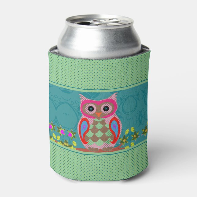 Patchwork Owl Can Cooler (Can Front)