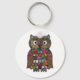 Patchwork Owl Keychain