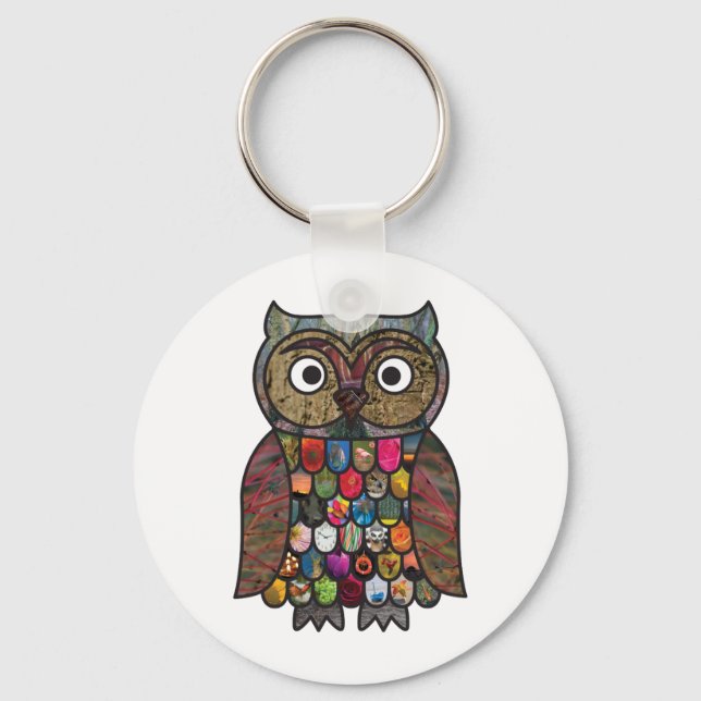 Patchwork Owl Keychain (Front)
