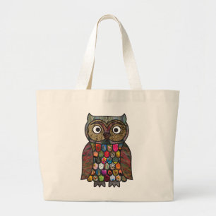 Patchwork Owl Large Tote Bag