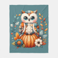 Patchwork Owl on Pumpkin — Cottagecore Fall