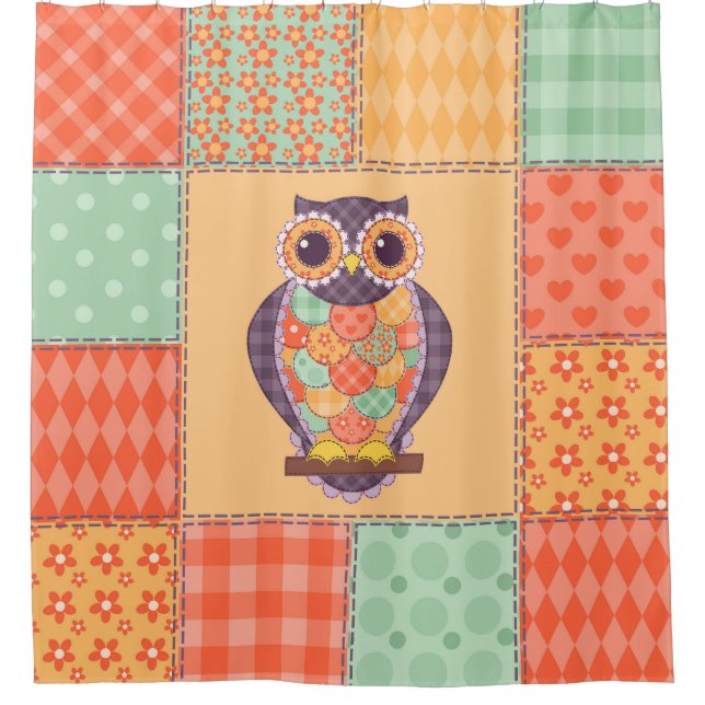 Patchwork Owl Vintage Seamless Pattern (Front)