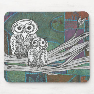 Patchwork Owls Mouse Pad