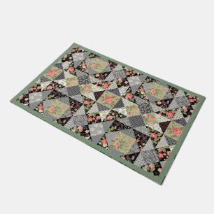 Patchwork Pattern Butterflies Flowers Foliage Rose Doormat