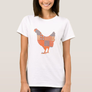 Patchwork Pattern Chicken Farm Animal T-Shirt