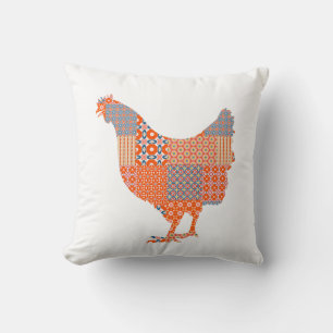 Patchwork Pattern Chicken Farm Animal Throw Pillow