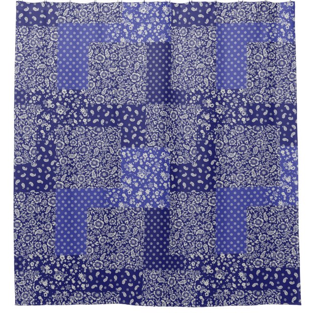 Patchwork Pattern Chintz Shades of Blue Polka Dot  (Front)