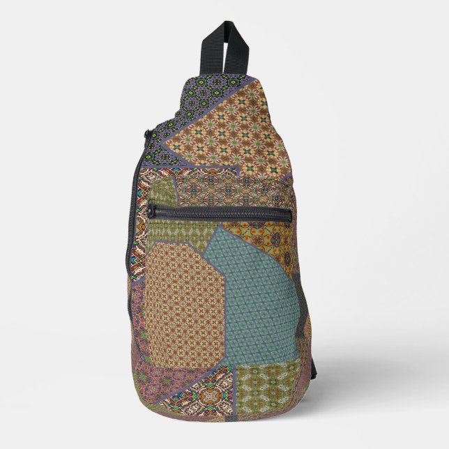 Patchwork pattern cross body bag (Front)
