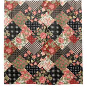 Patchwork Pattern Geometric Flowers Polka Dots
