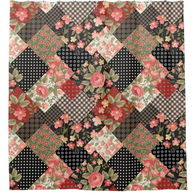 Patchwork Pattern Geometric Flowers Polka Dots    (Front)