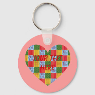 Patchwork Pattern Painting Heart Shaped Keychain