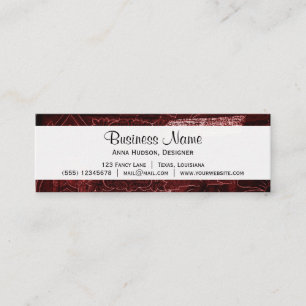 Patchwork Pattern, Patchwork Background, Red Mini Business Card
