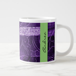 Patchwork Pattern, Patchwork Background, Your Name Large Coffee Mug