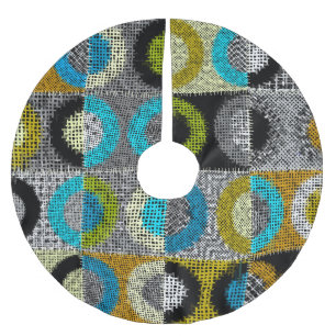 Patchwork pattern, rough canvas imitation. brushed polyester tree skirt