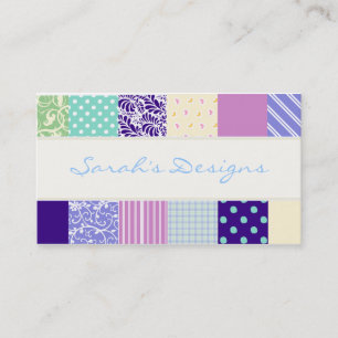 Patchwork pattern squares - purple, yellow & blue business card