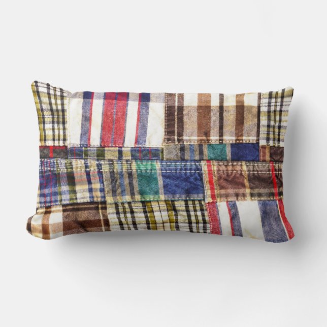 Patchwork Plaid Lumbar Pillow (Front)