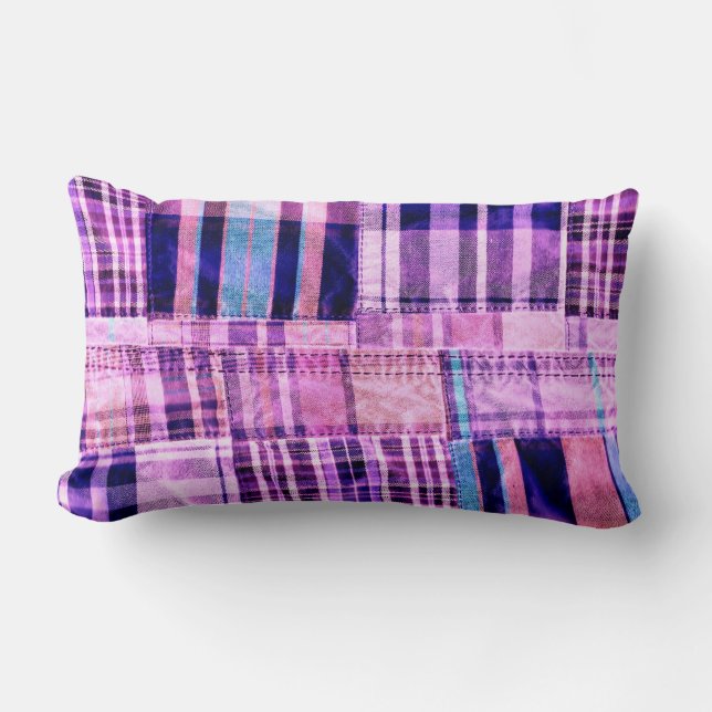 Patchwork Plaid Lumbar Pillow (Front)