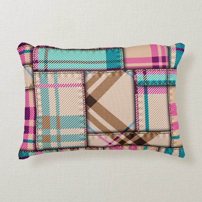 Patchwork Plaid, Vintage Seamless Background. Accent Pillow (Front)